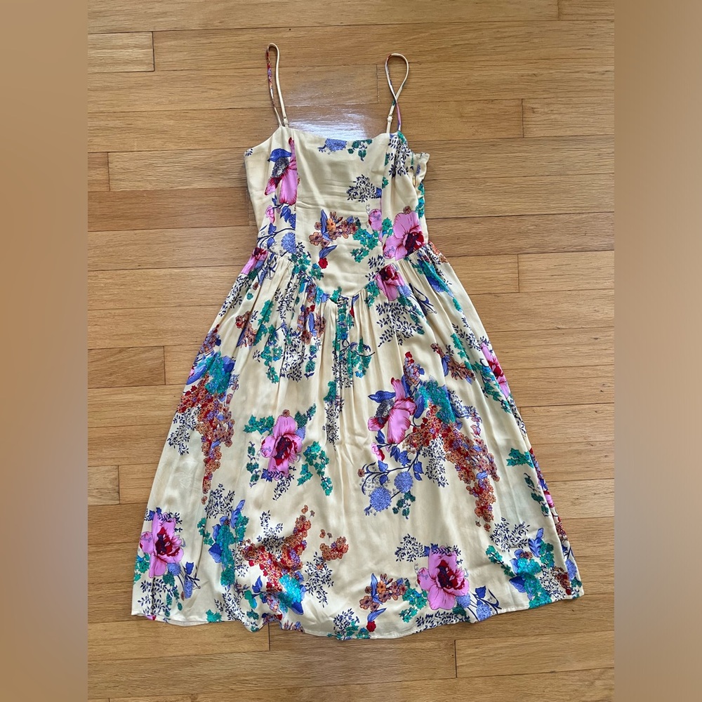 Urban Outfitters Yellow Floral Romantic Dress Size M